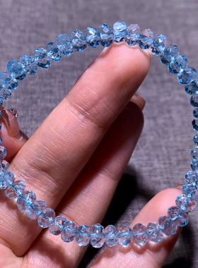 天然小颗粒托帕石刻面盘珠手链冰