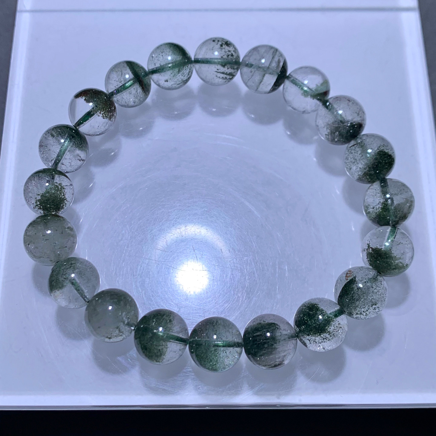 天然冰透聚宝盆绿幽灵水晶手串满天星水晶千层山手链饰品礼物男女