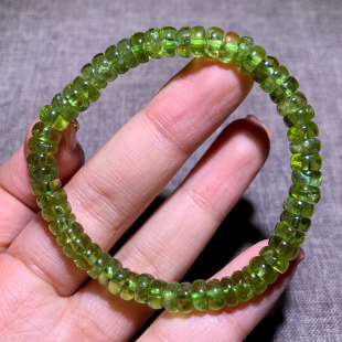 天然翠绿色橄榄石盘珠随形手链太阳之石水晶手串饰品情侣礼物男女