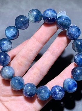 天然共生草莓红矿蓝晶石手链油画