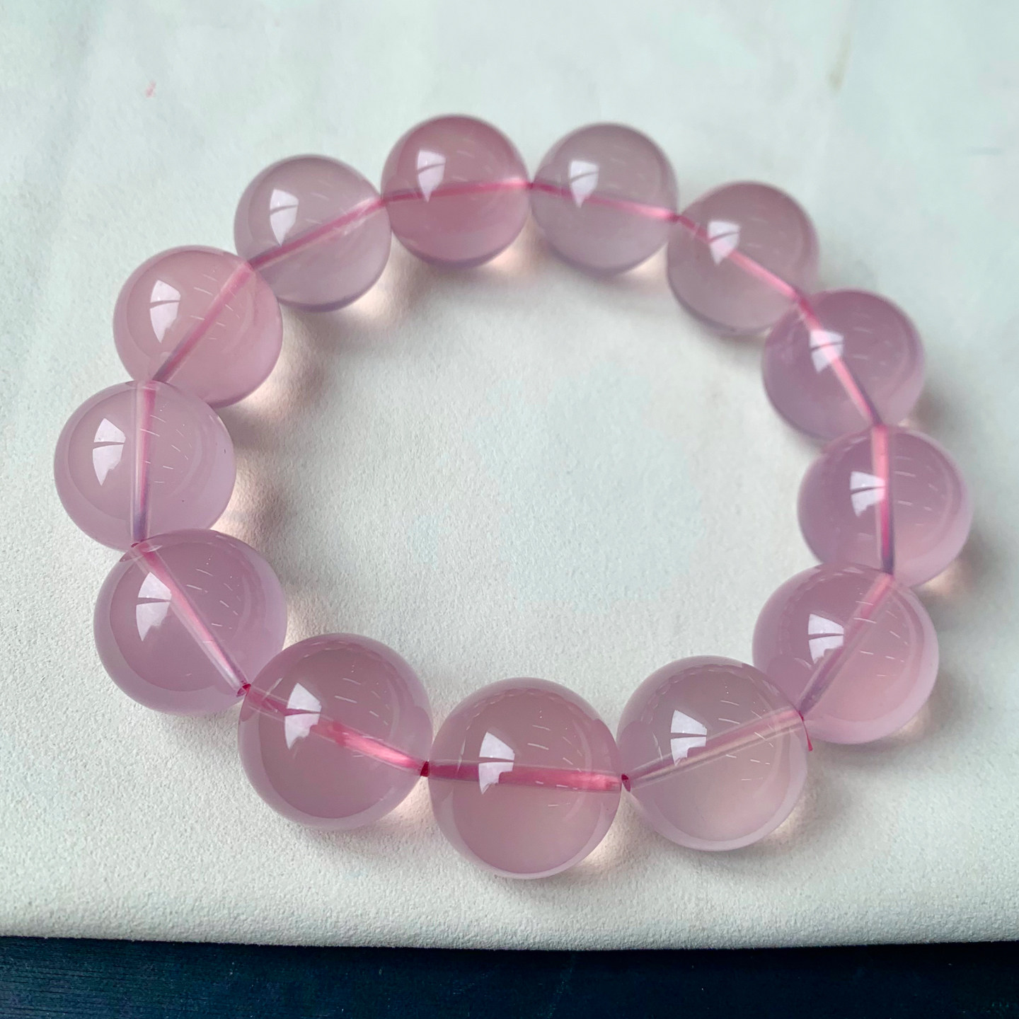 天然冰透大颗粒星光粉晶手链单圈淡粉芙蓉石粉水晶手串礼物男女生