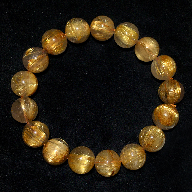 天然金发晶单圈水晶手链钛晶手串送礼物饰品黄发晶配饰生日男女款