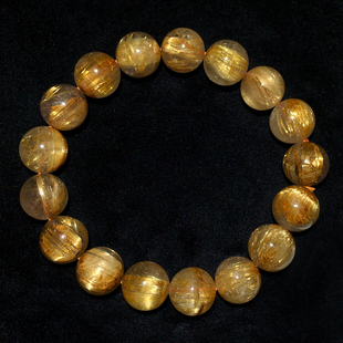 天然金发晶单圈水晶手链钛晶手串送礼物饰品黄发晶配饰生日男女款