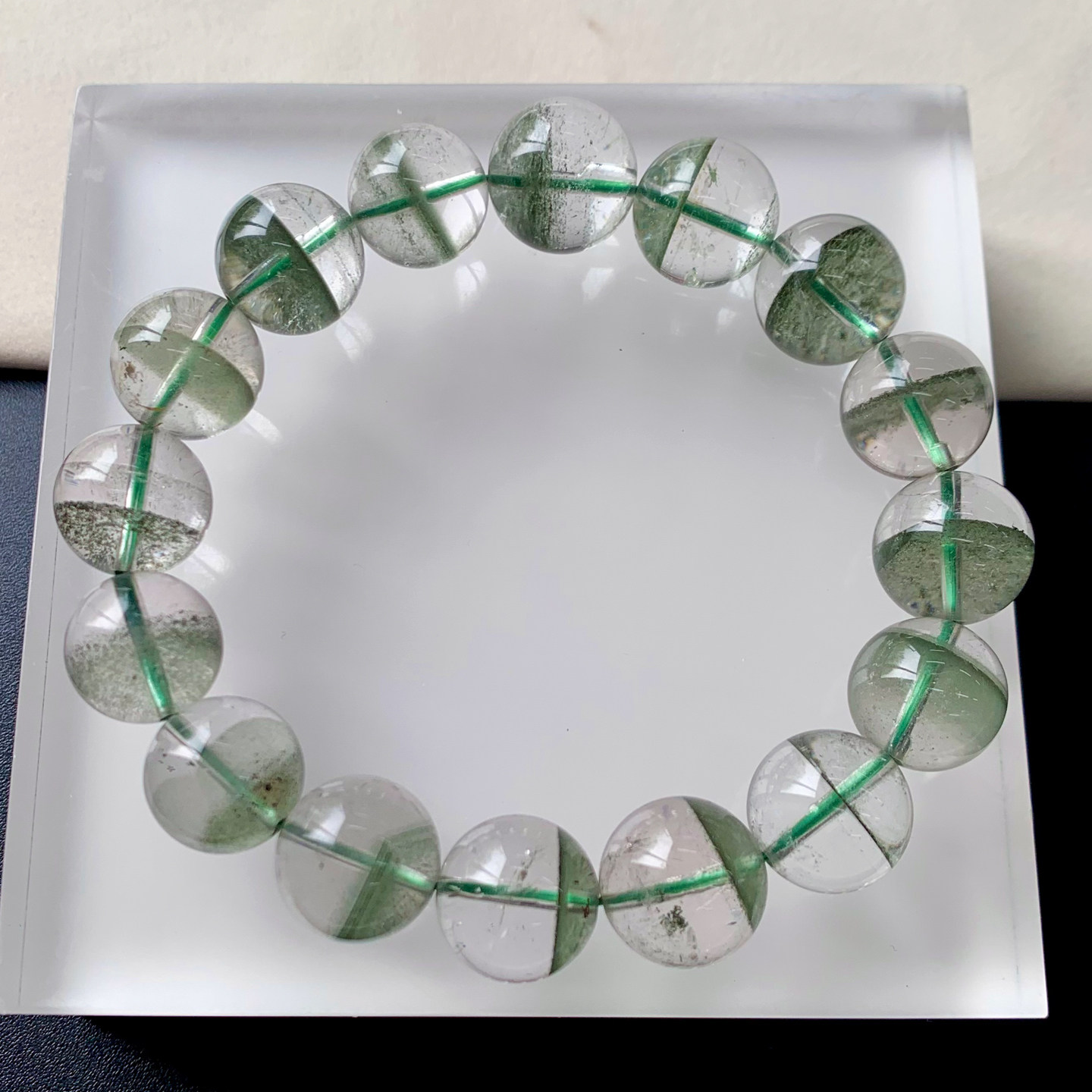 天然冰透绿幽灵水晶手串满天星水晶千层山聚宝盆手链饰品礼物男女