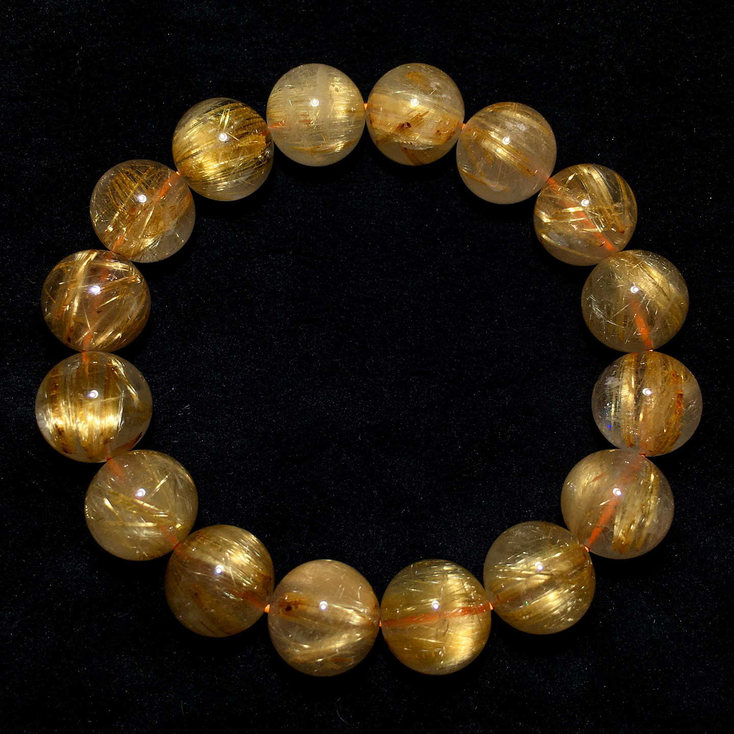 天然巴西金发晶顺发单圈手链浓密发丝钛晶水晶手串百搭礼物情侣款