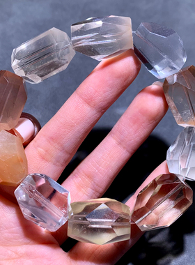 天然随形兔毛发晶水晶手链饰品女