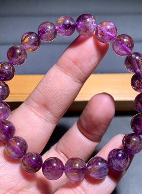 天然紫钛晶小颗粒单圈手链钛发晶