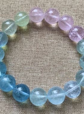 天然摩根石水晶单圈佛珠手链礼物