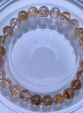 天然巴西顺发红铜发晶单圈手链女