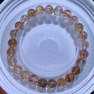 天然巴西顺发红铜发晶单圈手链水晶铜钛晶红发晶手串饰品礼物男女