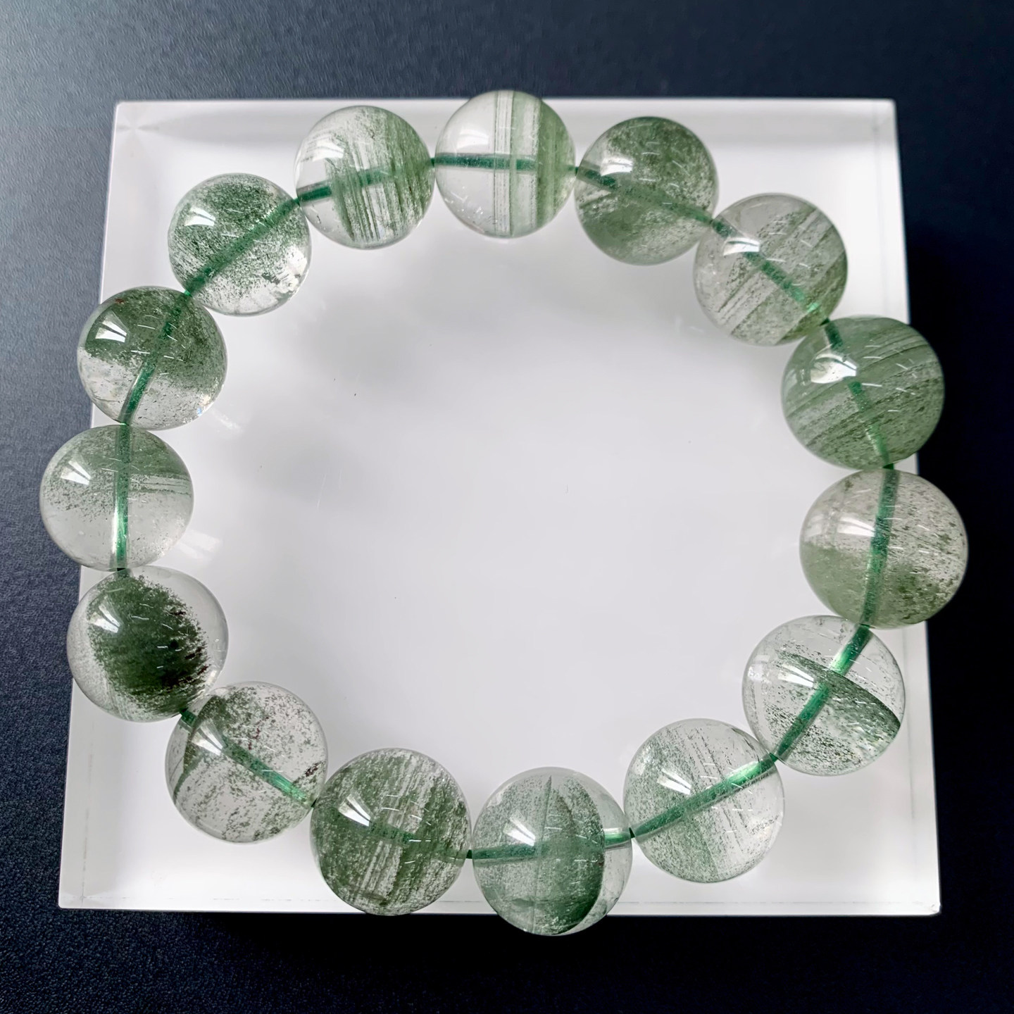 天然冰透绿幽灵水晶手串满天星半盆千层山聚宝盆手链饰品送礼情侣