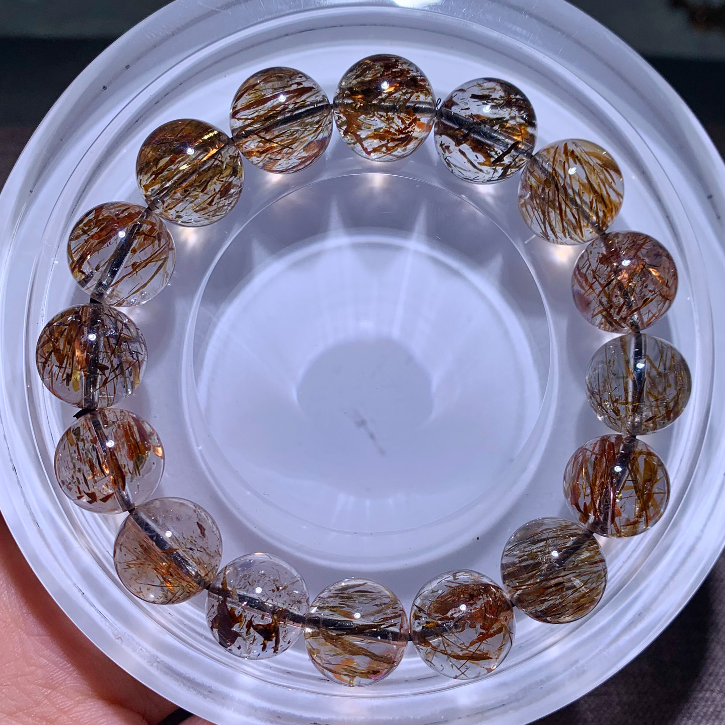 天然冰透顺发黑金超手链共生双轮超七水晶发晶手串礼物饰品情侣女