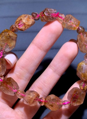 天然金钛极光随形水晶手链饰品女