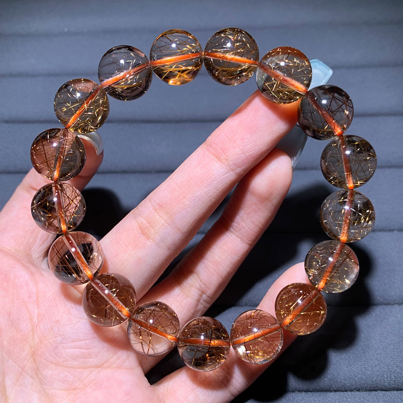 巴西天然顺发铜发晶单圈手链饰品