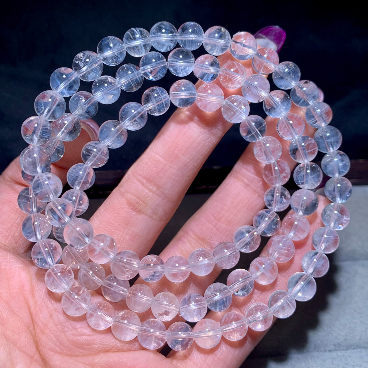 天然蓝针三圈手链水晶饰品礼物女