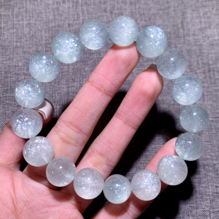 天然薄荷绿草莓晶手链冰透大颗粒水晶手串清新饰品礼物情侣款 配饰