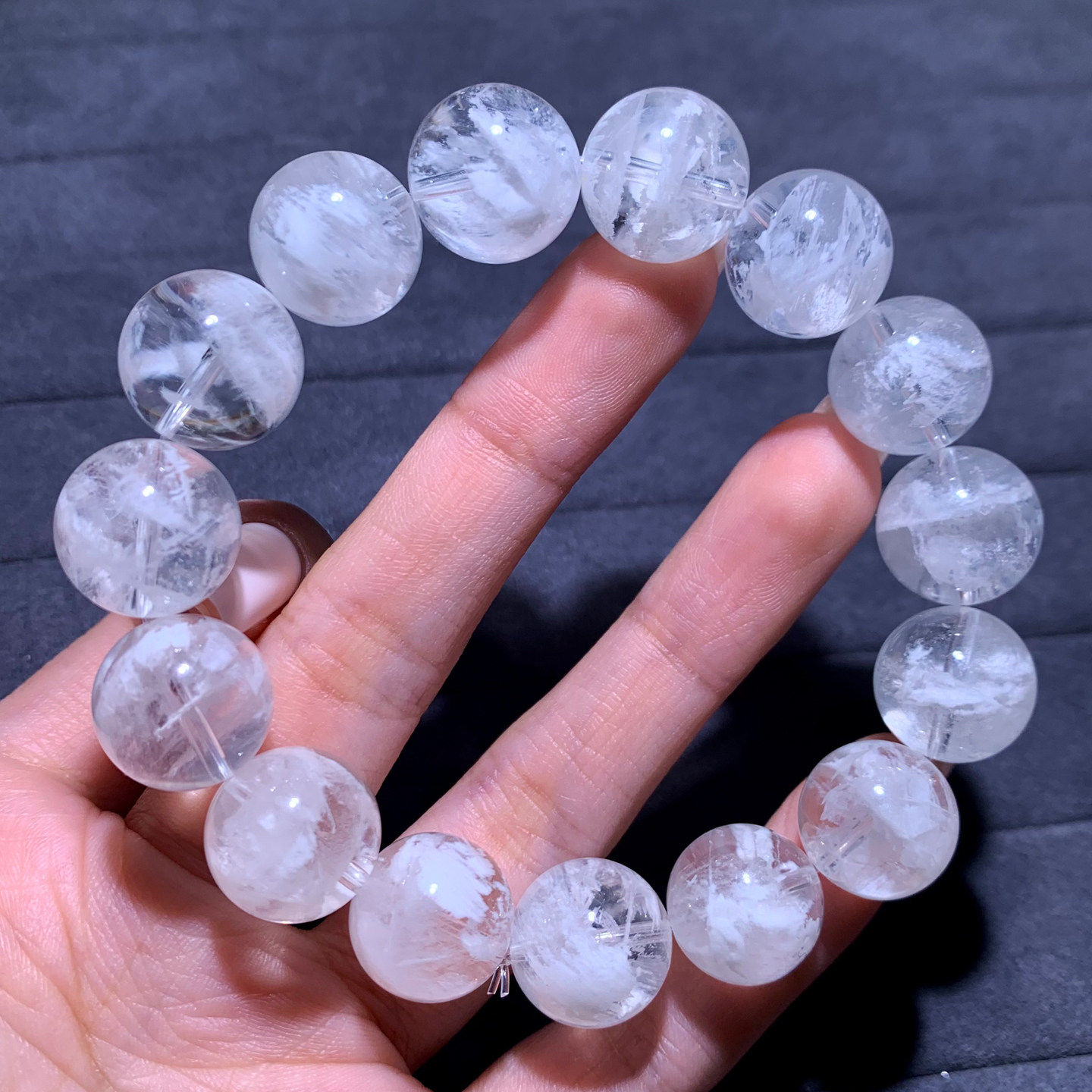 天然冰透白雪花幽灵手链白婚纱聚宝盆金字塔幽灵水晶饰品礼物情侣