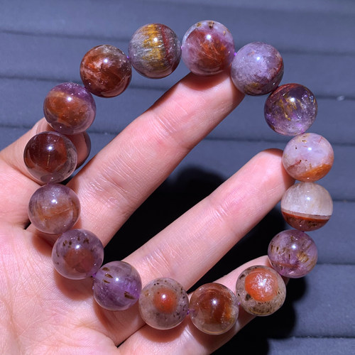天然紫钛极光水晶单圈手链紫幽灵