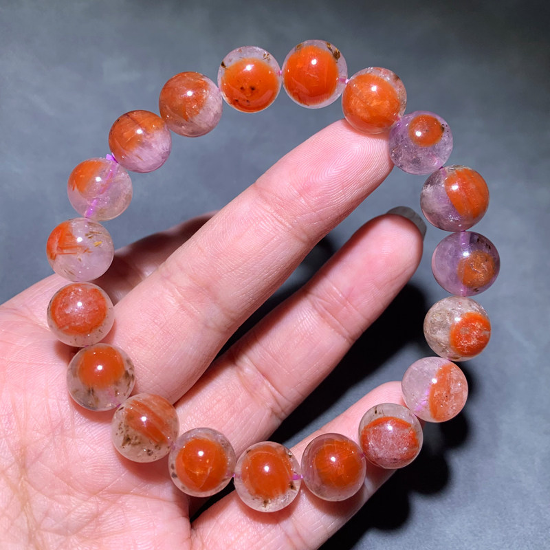 天然极光水晶手链聚宝盆紫幽女