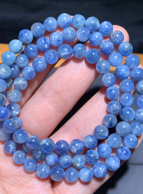 天然共生矿物蓝晶石三圈水晶手链