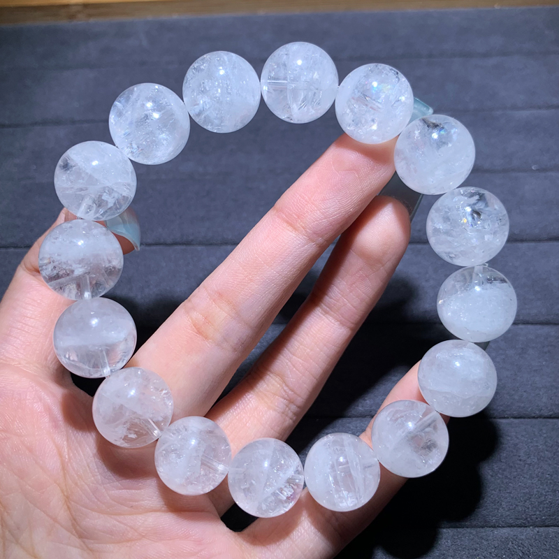 天然彩虹白幽灵单圈手链金字塔女