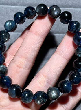 天然星光魔鬼蓝猫眼海蓝宝巴西星空手链蓝水晶转运手串女饰品情侣