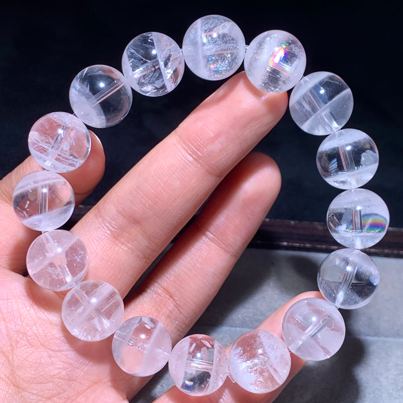 天然彩虹白幽灵单圈手链一物一图
