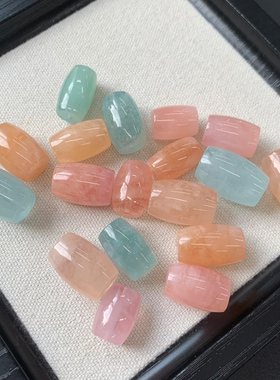 天然摩根石桶珠配饰水晶绿柱石女