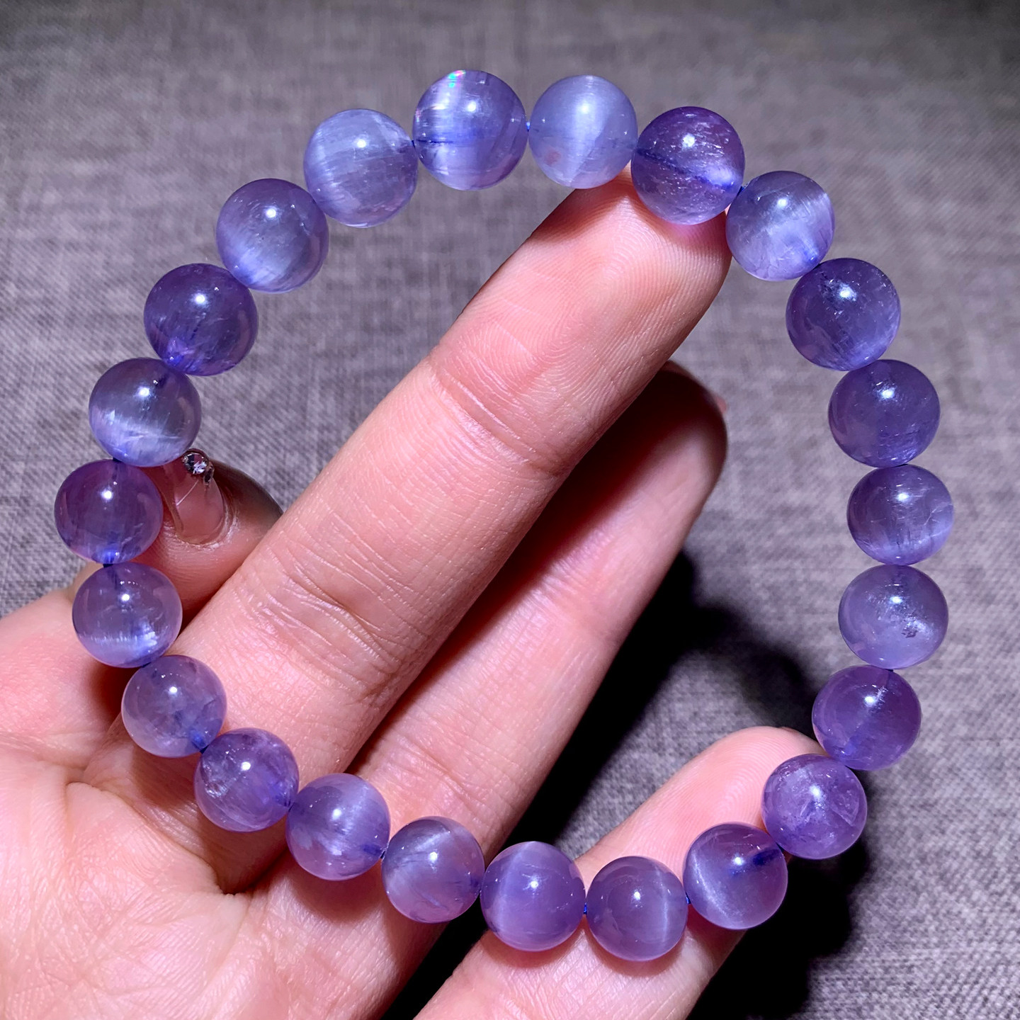 天然紫锂辉石单圈手链紫罗兰薰衣草紫蓝宝石手串情侣水晶送礼物女