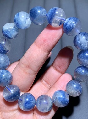 天然玉化共生石英质玉蓝晶石手链