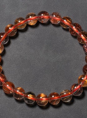 天然巴西顺发铜发晶单圈手链