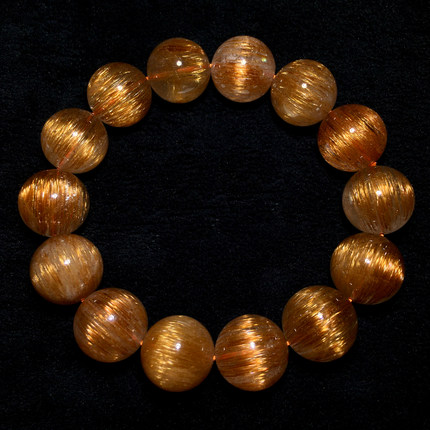 天然巴西顺发铜发晶手链浓密发丝金红钛晶水晶手串饰品送礼物男女