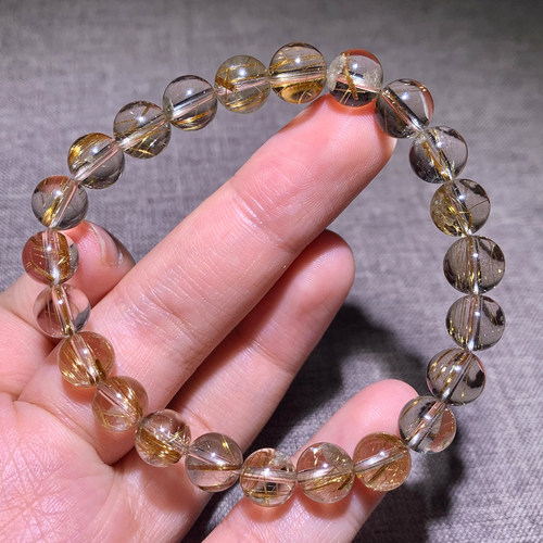 天然小颗粒幽灵发晶手链顺发发晶