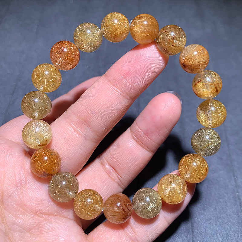 天然冰透彩发晶单圈手链水晶饰品