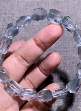 天然顺发灰兔毛随形水晶手链饰品