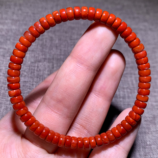 天然保山南红玛瑙盘珠手链油润柿子红手串聚宝盆男女士款饰品礼物