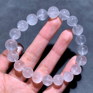 天然顺发白兔毛单圈手链绒发水晶时尚 饰品礼物男女 圆珠手串情侣款