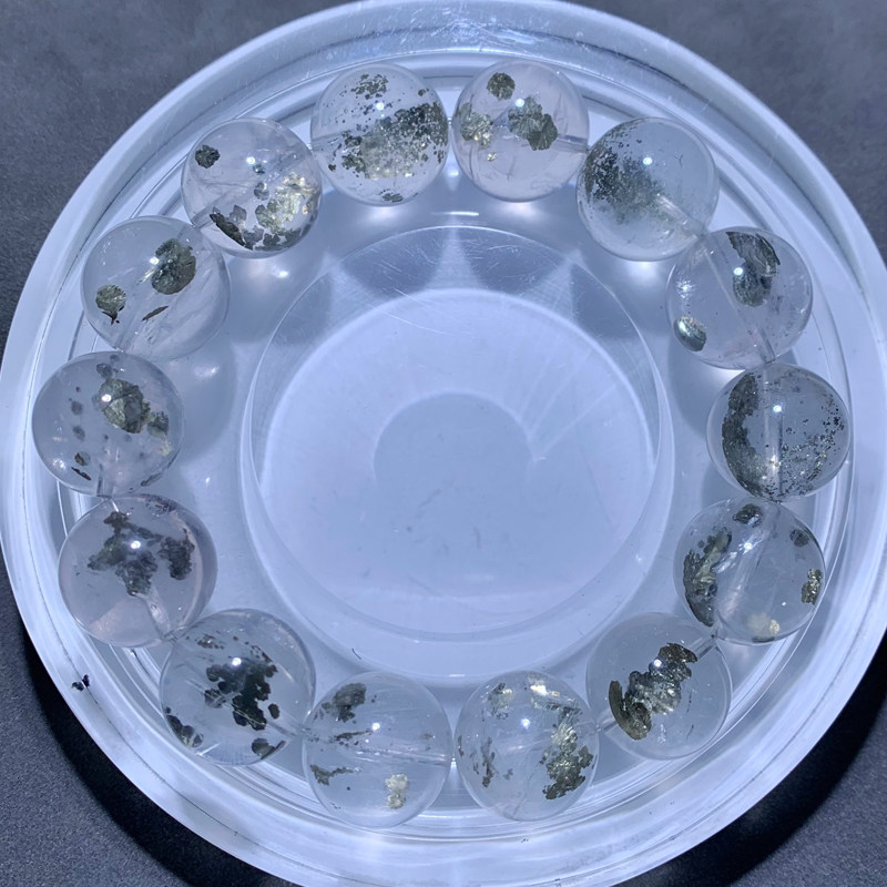 天然共生黄铜矿手链单圈胶花饰品