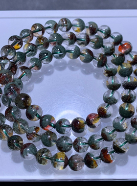 天然幽灵水晶三圈手链饰品男女生