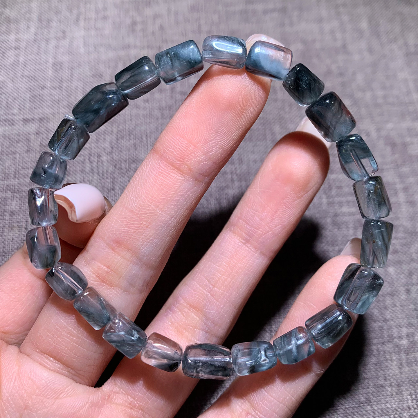 天然蓝兔毛水晶随形单圈手链绒发晶异象幽灵手串配饰礼物饰品男女