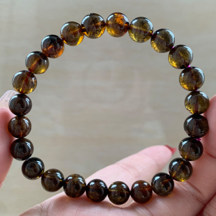 天然巴西黑糖黄碧玺单圈手链佛珠老矿碧玺手串项链一物一图礼物女