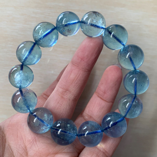 巴西天然星光海蓝宝手链魔鬼蓝绿柱石水晶手串饰品礼物情侣男女生