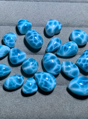 天然收藏级拉利玛海纹石戒面吊坠