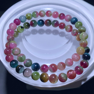 天然小颗粒西瓜碧玺手链糖果色彩虹碧玺宝石手串水晶饰品情侣礼物