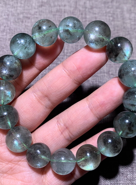 天然云母绿柱石单圈手链海蓝宝女