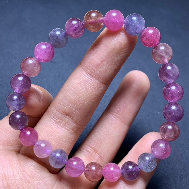 天然彩色尖晶石单圈手链彩宝石水晶手串时尚饰品送礼物情侣款男女