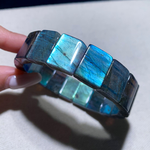 男女饰品礼物 天然彩光拉长石手排冰种强光灰月光石手串水晶情侣款