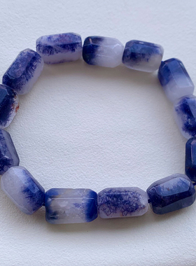 天然冰种蓝线石随形单圈手串水晶