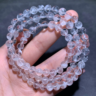 天然异象白幽灵三圈水晶手链半盆千层山金字塔情侣手串饰品送礼物