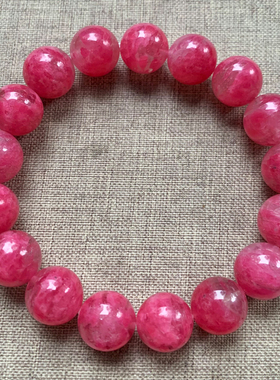 天然蔷薇辉石单圈手链粉红色蔷薇辉晶水晶手串情侣款送生日礼物女